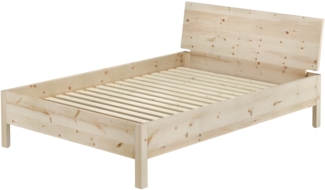 Metallfreies Doppelbett Holzbett Zirbe massiv 140x200 mit wählbarem Zubehör V-60.95-14Rollrost inkl.