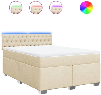 vidaXL Boxspringbett mit Matratze Creme 140x190 cm Stoff 3288195
