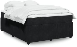 vidaXL Boxspringbett mit Matratze Schwarz 140x190 cm Samt 3285640