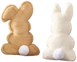 Dekoleidenschaft Dekokissen "Häschen" Kunstfell Kuschelkissen in Hasen Form, Hasenkissen Osterhase, weiß + braun, Sofakissen, Osterdeko