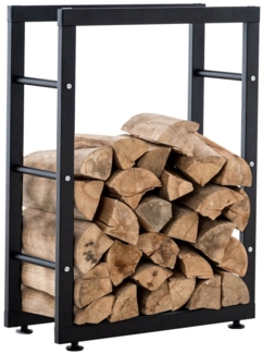 TPFLiving Kaminholzregal Kerry-II handgefertigt für Innen und Außen, BxTxH:40x25x80 cm, (Kaminholzkorb - Brennholzregal - Feuerholzregal), Für Wohnzimmer, Terrasse, Balkon - Gestell: Metall Schwarz
