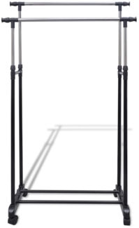 vidaXL Verstellbarer Kleiderständer 4 Rollen 2 Kleiderstangen 50212