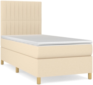 vidaXL Boxspringbett mit Matratze Creme 90x200 cm Stoff 3142470