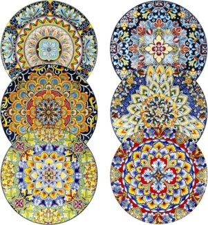 Boho Keramik Speiseteller Set 6er SIMI Porzellan 21,8 cm ESSVON