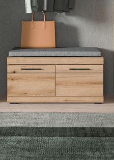 Schuhbank >Scout< inkl Kissen, 4 Fächer, 2 Türen, Evoke Eiche Dekor - 90x44x40cm (BxHxT)