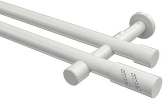 Gardinenstangen-Set Prestige Zoena 520 cm (geteilt in 4 x 130 cm), 2-läufig (ohne Ringe), 20 mm Ø Weiß