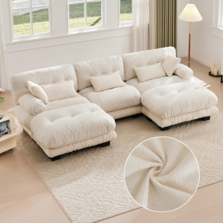 LVHOM Modulares Sofa U Form 300 x 80 x 143 cm, Wohnlandschaft inkl. Kissen, Modulsofa Ecksofa, umwandelbares Schaumstoffsofa, Sofagarnitur