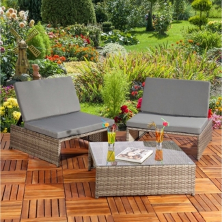 Sitzgarnitur Gartenmöbel Sitzgruppe Lounge Poly Rattan Möbel Set Gartengarnitur