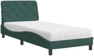 vidaXL Bett mit Matratze Dunkelgrün 80x200 cm Samt 3208625