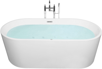 Whirlpool Badewanne weiß freistehend mit LED oval 170 x 80 cm HAVANA