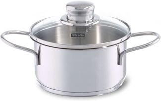 Fissler Kochtopf häppchen, Ø 12 cm, Edelstahl 18/10 (2-tlg), Induktions-geeignet, inklusive Glasdeckel