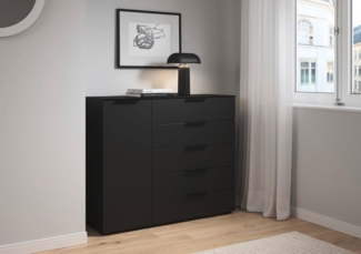 LeGer Home by Lena Gercke Kommode Kommode Sideboard Schubladen Türenkommode SERINA eleganter Eyecatcher, mit 5 Schubkästen und 1 Tür sowie Metallgriffen MADE IN GERMANY