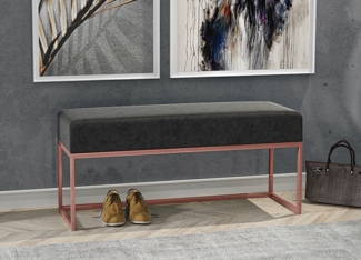 AX LIVING Sitz Bank Acciarolli 110cm Schwarz kupferfarbe Metallgestell