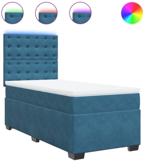 vidaXL Boxspringbett mit Matratze Blau 90x200 cm Samt 3293126