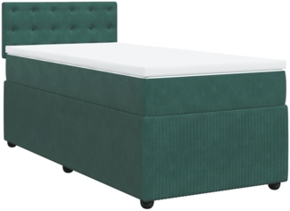 vidaXL Boxspringbett mit Matratze Dunkelgrün 90x190 cm Samt 3287617
