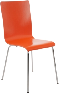 DELUKE® Besucherstuhl PEPE - 87 x 43 x 47 cm, Orange Holz Metall in Chromoptik Gestell Konferenzstuhl Wartezimmerstuhl
