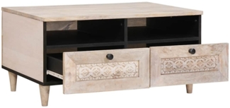 vidaXL Couchtisch mit Regal Weiß 80 x 54 x 40 cm massives Mangoholz 4018129