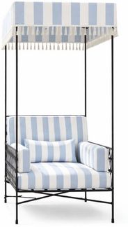 Casa Padrino Luxus Sessel Schwarz / Hellblau / Weiß H. 200 cm - Hotel & Garten Sessel