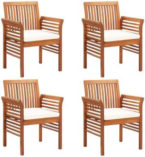 vidaXL Garten-Essstühle mit Kissen 4 Stk. Massivholz Akazie 3120450