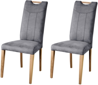 Home affaire Esszimmerstuhl Roberta Polsterstuhl, Gestell Eiche massiv (Set, 2 St), Bezug aus strapazierfähiger Microfaser