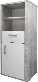 Beistellschrank Edana 55 x 41 x 128 Standregal Vintage Woody Grey/Weiß Matt 15108