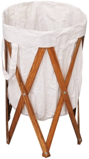 vidaXL Faltbarer Wäschekorb Cremeweiß Holz und Stoff 284227