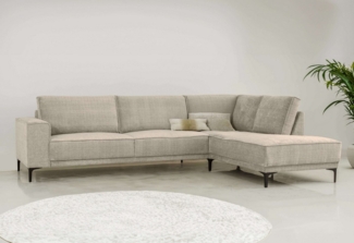 Places of Style Ecksofa Polsterecke Oland, Struktur, Flachgewebe, Luxus-Microfaser, Boucle, L-Form, 289 cm, Wellenunterfederung, Skandi-Design, Metallfüße