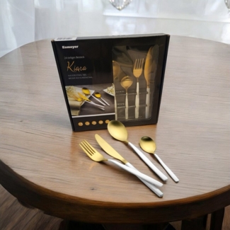 Esmeyer Besteck-Set Esmeyer Besteck Set Kiara Edelstahl 24 tlg. Weiß Gold 6 Personen