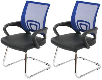 2er-Set Konferenzstuhl Ancona, Besucherstuhl, Kunstleder ~ blau