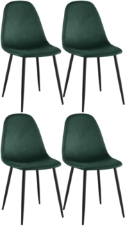 CLP 4er Set Esszimmerstühle Napier gepolstert bis 150 kg belastbar,grün Samt