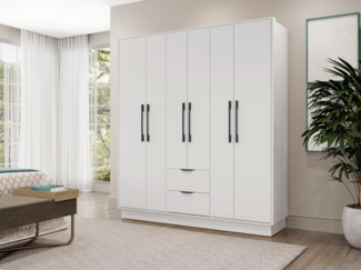 Vente-unique - Kleiderschrank mit 6 Türen & 2 Schubladen - B 162 cm - Weiß - FEOVA