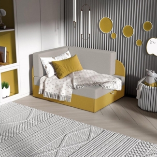 Beautysofa Kindersofa mit Schlaffunktion für ein Kinderzimmer MIKO, modischen Velo-Stoff, Schaumstoffsitz, Universelle Seitenauswahl
