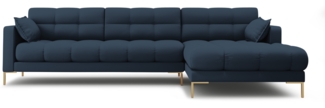 Micadoni Ecksofa Mamaia 5-Sitzer Rechts Strukturierter Stoff Blau Metall Gold