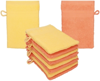 Betz Waschhandschuh 10 Stück Waschhandschuhe Premium 16x21 cm Farbe honiggelb/ blutorange, (10-St)