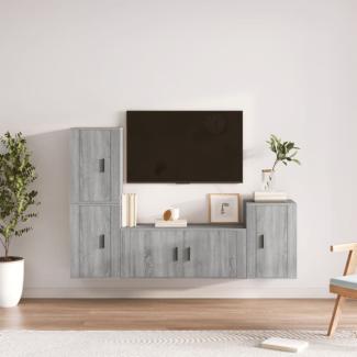 vidaXL 4-tlg. TV-Schrank-Set Grau Sonoma Holzwerkstoff