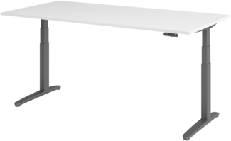bümö elektrisch höhenverstellbarer Schreibtisch 200x100 cm mit Memory-Steuerung - Design Schreibtisch höhenverstellbar elektrisch, elektrischer Schreibtisch weiß, Gestell graphit, XBHM2E-W-GG