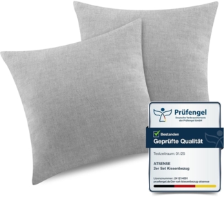 2er Set Kissenbezug 60x60 cm Grau Reißverschluss Baumwolle Oeko-TEX