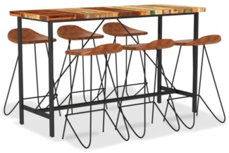 vidaXL 7-tlg. Bar-Set Altholz und Echtleder 3053447