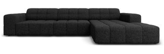 Micadoni Ecksofa Jennifer 4-Sitzer Rechts Chenille Schwarz
