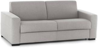 Dmora 3-Sitzer festes Sofa Ayta, Wohnzimmersofa aus gepolstertem Stoff, mit Standardarmlehnen, 100 % Made in Italy, 220 x 95 x 90 cm, Grau