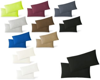 Jersey Kissenbezug, 2er Set, Baumwolle, Schwarz, 40x80 cm
