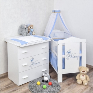 Baby-Delux Babyzimmer-Komplettset Babyzimmer Prince, (13-tlg), Babybett Wickelkommode Bettwäsche Set Komplettzimmer