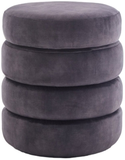 riess-ambiente Polsterhocker VOGUE 50cm grau - Samt, mit Stauraum, gepolstert, rund, Retro Design (Einzelartikel, 1 St), Eleganter Sitzhocker- ideal für Ankleide, Flur, Wohnzimmer & Garderobe