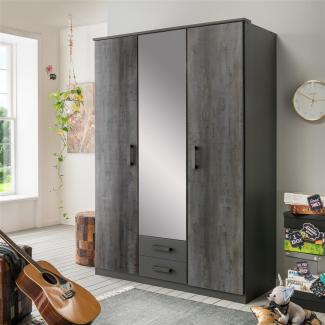 Kleiderschrank >Dieter< in Graphit Digi Steel - 135x198x58cm (BxHxT)