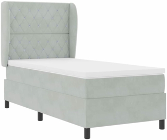 vidaXL Boxspringbett mit Matratze Hellgrau 100 x 200 cm Samt 3340862