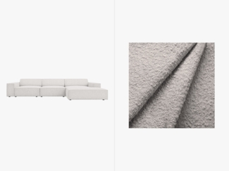 Micadoni Ecksofa Jodie 4-Sitzer Rechts Boucle Baloo Hellgrau