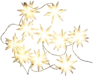 Dekoleidenschaft LED-Lichterkette "Sterne" 230 cm lang, 10 Lichter, mit Batterie + Timer, Leuchtdeko für, Wohnzimmer, Balkon & Garten, Outdoor Weihnachtsbeleuchtung wetterfest