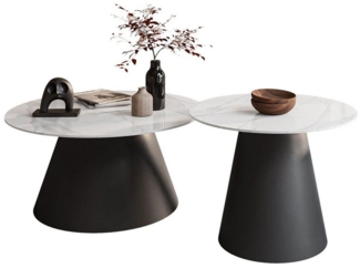 Lookway Couchtisch CARTELLE 2in1 Runder Sofatisch mit Tischplatte in Hochglanz (2er- Set), Durchmesser: ⌀70 cm und ⌀50 cm