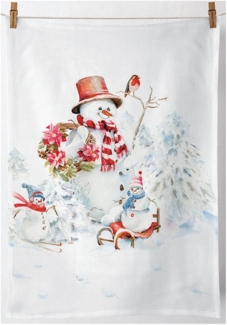 Ambiente® Geschirrtuch Sporty snowmen, (1-tlg, 1-teilig), Geschirrtücher ca. 50x70 cm Baumwolle