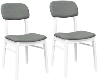 vidaXL Esszimmerstühle mit Kissen 2 Stk. Weiß Massivholz Gummibaum 4102526